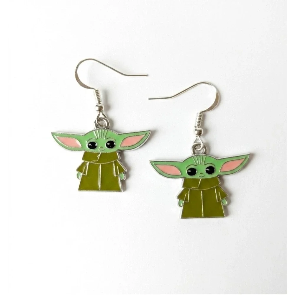 Grogu‎ Baby Yoda Hook Earrings Star Wars Mandalorian Cute Green Alien Handmade